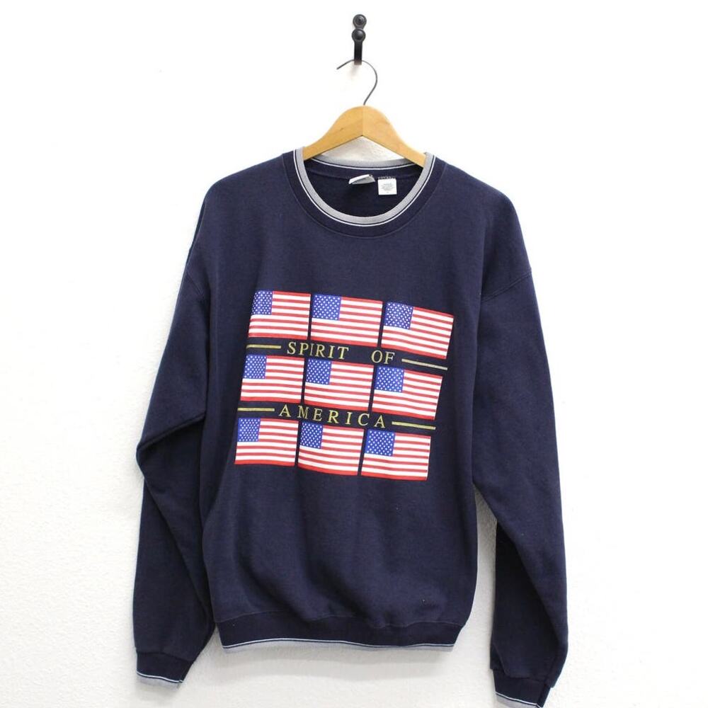 Vintage Spirit of America Patriotic Flag America USA Sweatshirt Large
